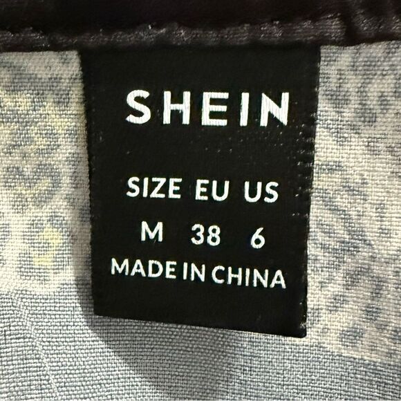 SHEIN Black Blouse Tiger Leopard Print Top Size Medium - Picture 7 of 9